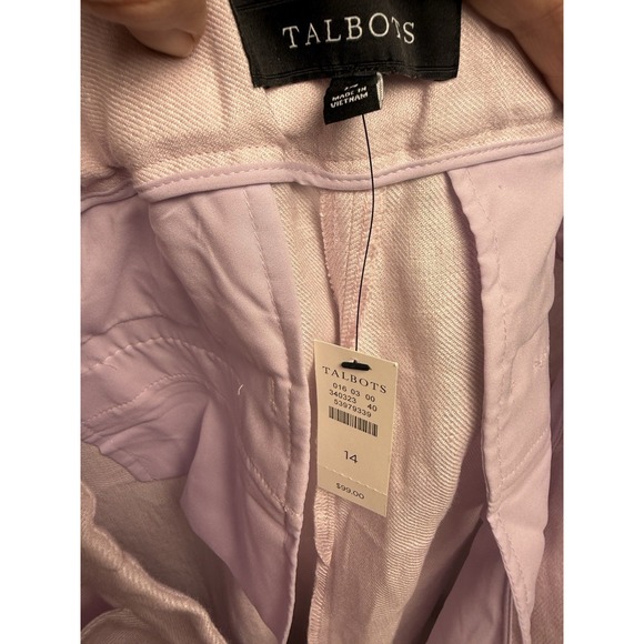 NWT TALBOTS 100% Linen Wide Leg High Rise Cropped Pink Pants Trousers Size 14/XL - Picture 4 of 5